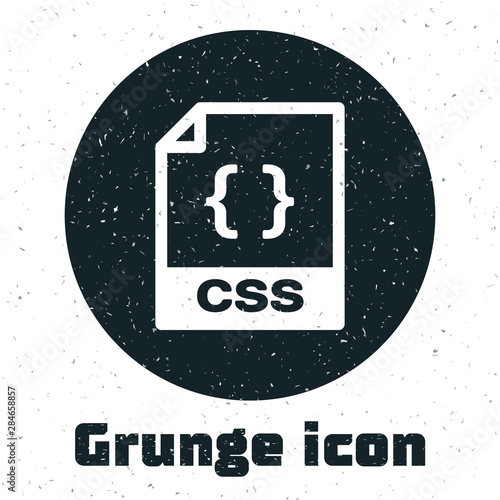Grunge CSS file document. Download css button icon isolated on white background. CSS file symbol. Vector Illustration