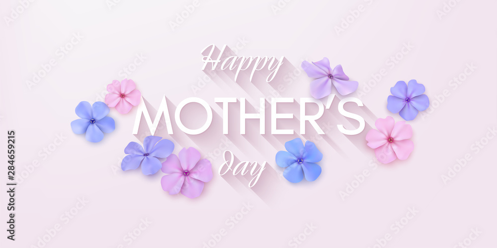 Mother's day horizontal card with flowers