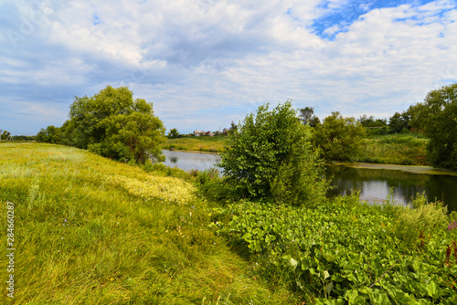 Landscape with a river in the countryside. Summertime © olgavolodina