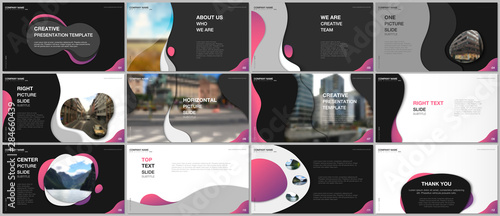 Minimal presentations design, portfolio vector templates with fluid colorful trendy gradients geometric shapes. Multipurpose template for presentation slide, flyer leaflet, brochure cover, report.