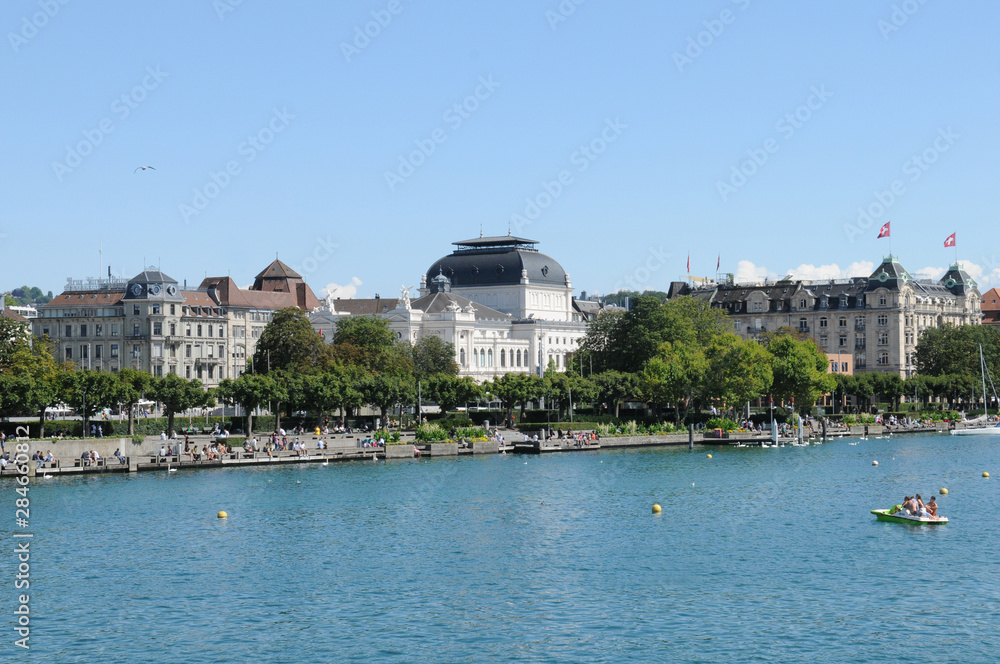 Switzerland: The Bellevue Place in front of the Opera of Zürich City at the lake