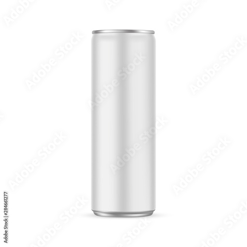 Metallic can mockup isolated on white background. Vector illustration