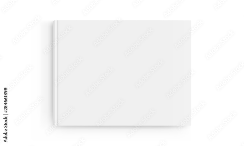 Rectangular book cover mockup isolated on white background - top view. Vector illustration Rectangular book cover mockup isolated on white background - top view. Vector illustration
