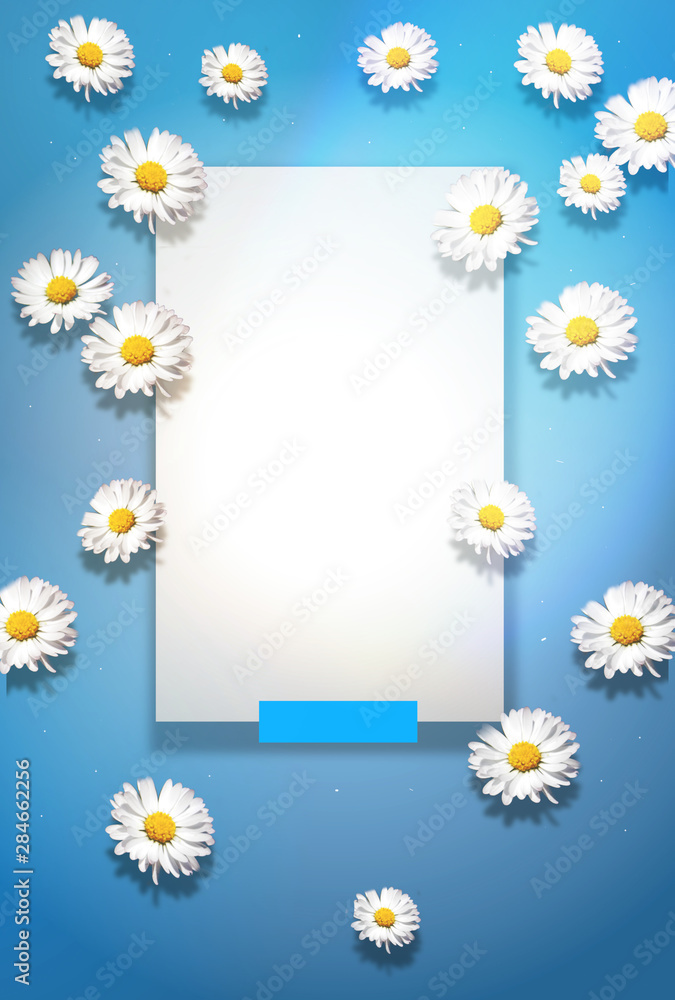 Obraz premium Light blue background with daisy