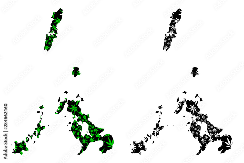Nagasaki Prefecture (Administrative divisions of Japan, Prefectures of Japan) map is designed cannabis leaf green and black, Nagasaki map made of marijuana (marihuana,THC) foliage,.... Nagasaki Prefecture (Administrative divisions of Japan, Prefectures of Japan) map is designed cannabis leaf green and black, Nagasaki map made of marijuana (marihuana,THC) foliage,....