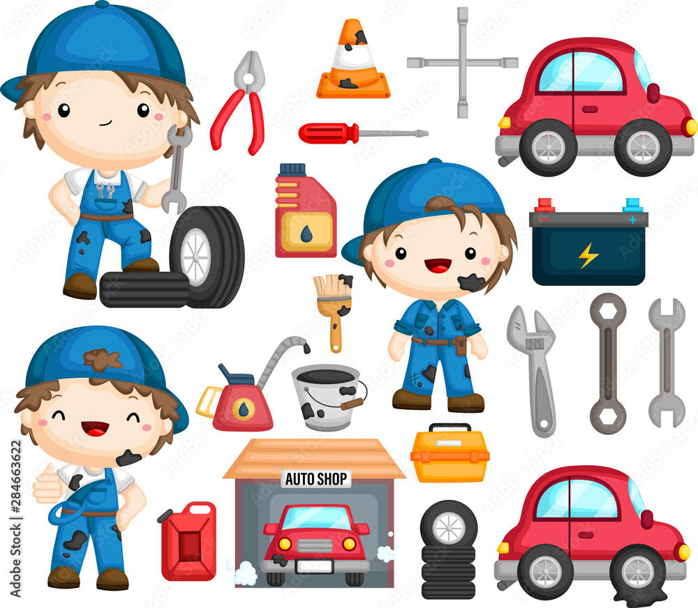 a vector of mechanic and many object related to it a vector of mechanic and many object related to it