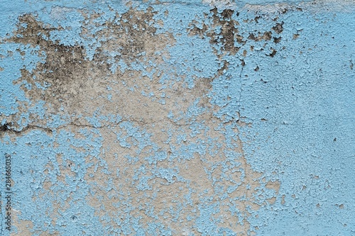 Textured of Peeling Paint on Blue Grunge Wall