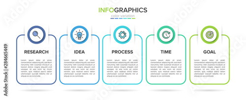 Infographic design with icons and 5 options or steps. Thin line vector. Infographics business concept. Can be used for info graphics, flow charts, presentations, web sites, banners, printed materials.