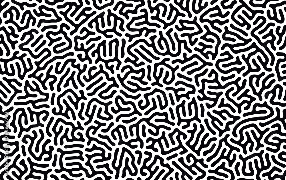 Organic background with rounded lines. Black and white vector trendy pattern. Linear design.
