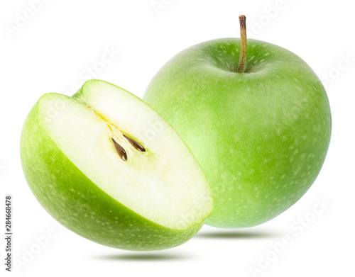 Green apples isolated on white background with clipping path