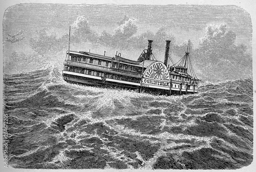 Foto The steamer Corinthian on the rapids of the St. Lawrence river