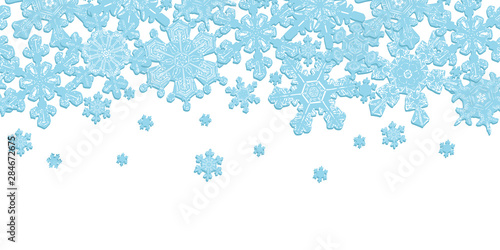 Frosted Window Seamless Border with Detailed Snowflakes