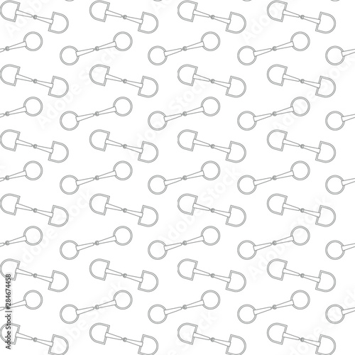 Vector seamless pattern of horse equestrian bits isolated on white background