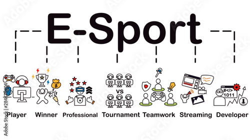 Esport icon, player, winner, professional, tournament, teamwork, streaming, developer. easy to change color minimal flat vector.