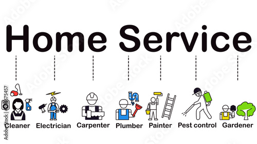 Home service icon, cleaner, electrician, carpenter, plumber, painter, pest control and gardener. vector icon design for mobile application, website, easy to adjust color.
