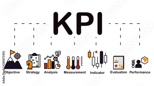 Key performance index icon, KPI, easy to adjust colour