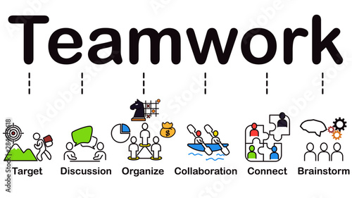 Teamwork icon, target, discussion, organize, collaboration, connect, brainstorm. infographic media, minimal concept design vector, easy to adjust color