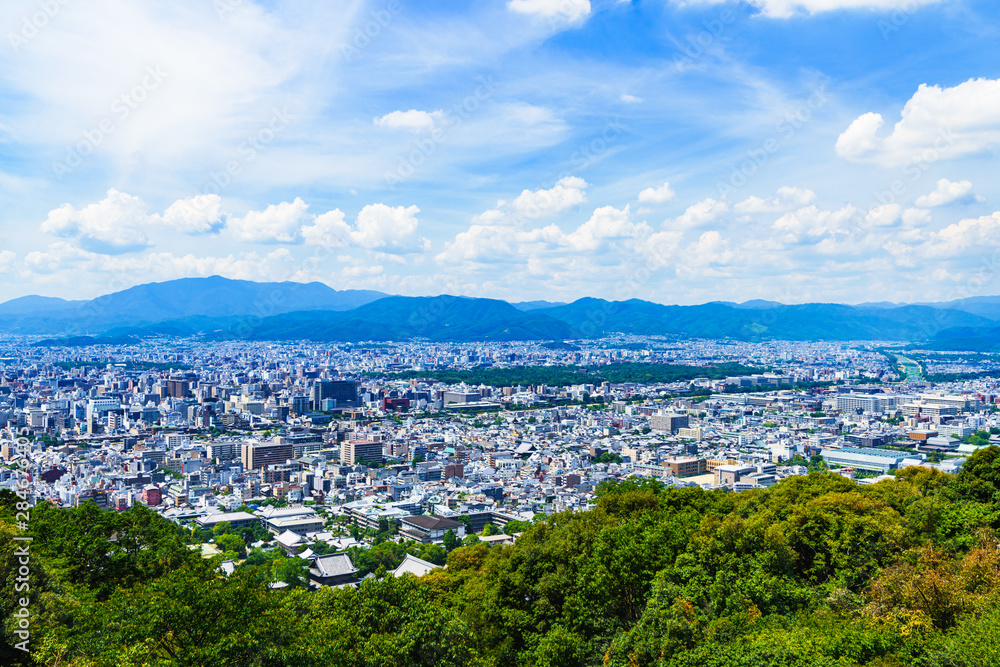 landscape of Kyoto city ( panorama view ) in the summer sunny day