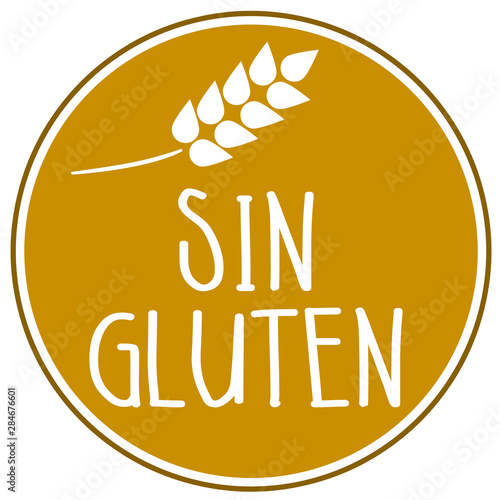 Illustration with the spanish word for gluten free - sin gluten isolated photo