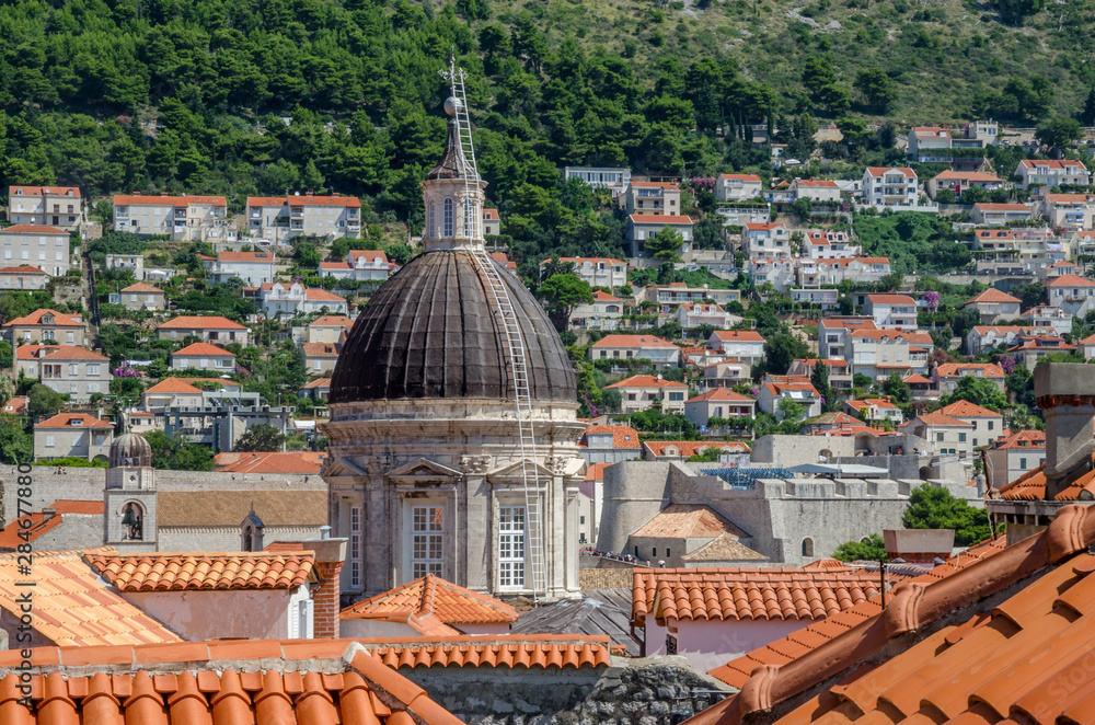 roof top view from the old town walls in Dubvronic Croatia