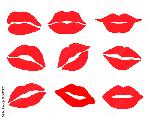 Print of lips kiss vector background
