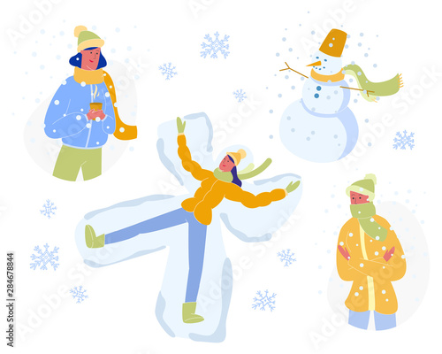 Winter Time Activities and Vacation Sparetime Set
