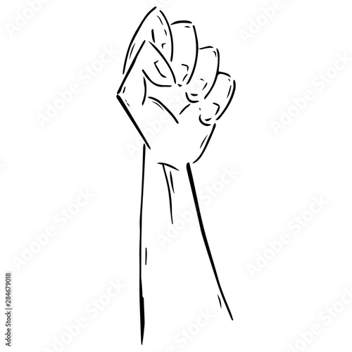 Fist hand icon. Vector illustration fist. Fist up hand drawn..
