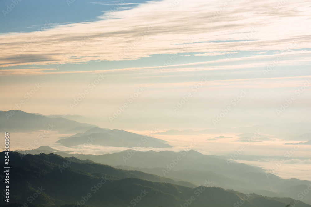 cloudy and fog Landscape, mountains and hills with the fog cloudy and fog Landscape, mountains and hills with the fog