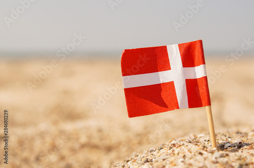 Quadro em tela Danish flag on the beach