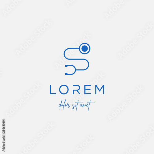 stethoscope s letter logo vector design icon