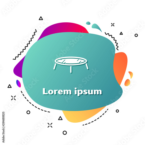 White Jumping trampoline icon isolated on white background. Abstract banner with liquid shapes. Vector Illustration