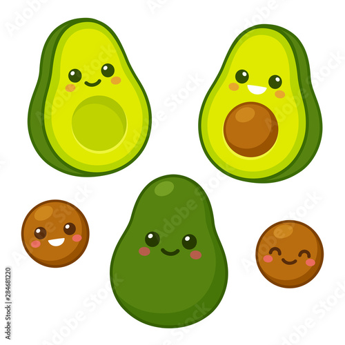 Cute avocado character set photo