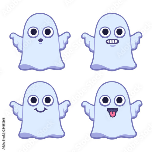 Cute cartoon ghost set