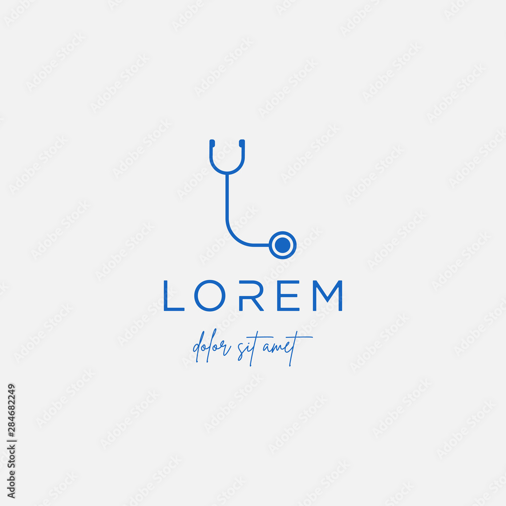 Obraz premium Stethoscope l letter logo vector design icon