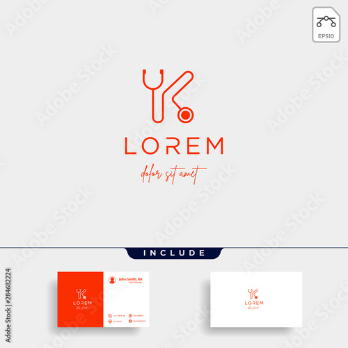 Stethoscope k letter logo vector design icon