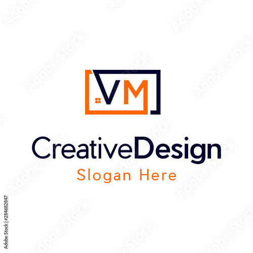 Logo design of VM MV in vector for construction, home, real estate, building, property. VM initial monogram logo for real estate
