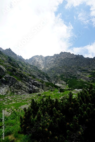 Beautiful High Tatras mountains landscape in Slovakia near city Old Smokovec. sunny summer day