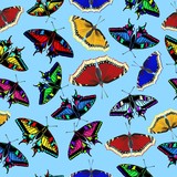 Colored butterflies on a light background. Vector