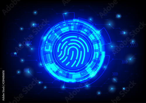 Futuristic User Interface HUD, Fingerprint scanning on circuit board