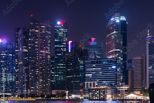 Cityscape downtown. Night city urban skyline Singapore