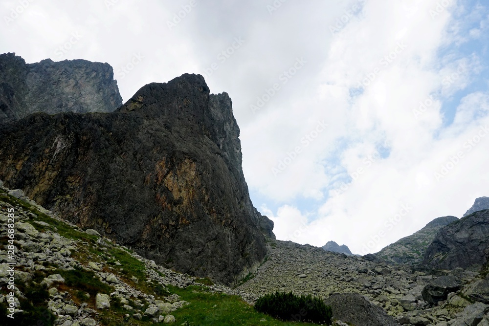A beautiful landscape with rocky mountain  in High Tatry, Slovakia. The High Tatras Mountains in summer