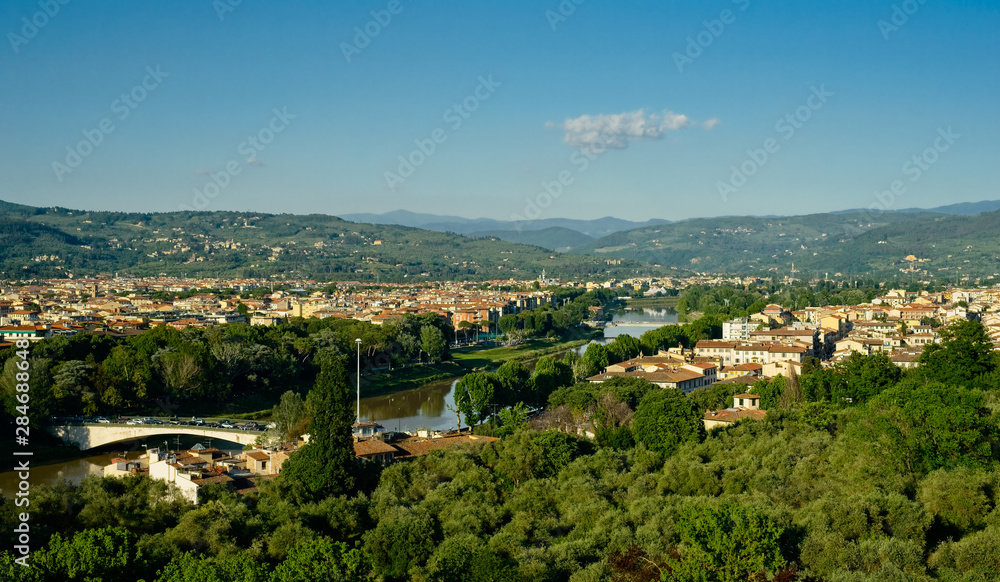 Vista of Arno River in Florence Italy