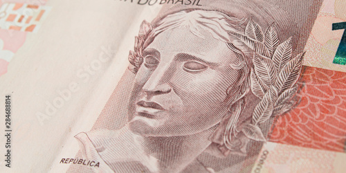 Foto Brazilian effigy of republic symbol at the ten real banknote