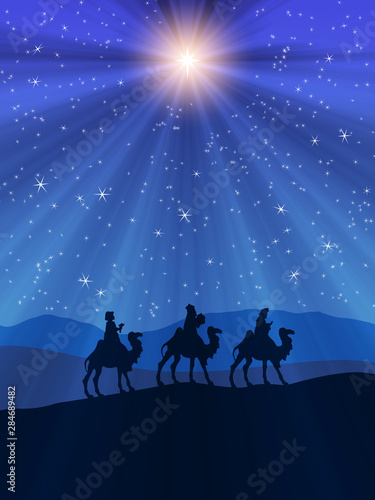 Canvas-taulu Three Wise Men travel blue background