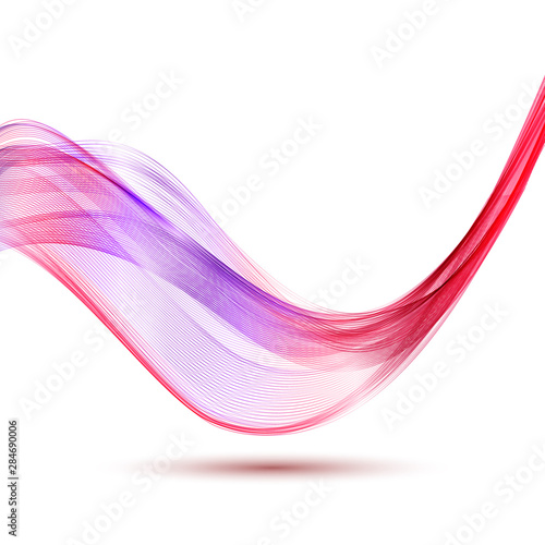  Motion smoky wavy color wave lines with shadow on a white background