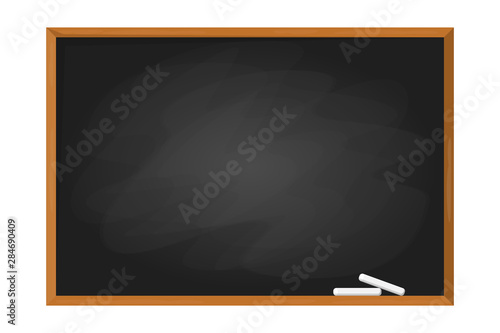Black school chalkboard in the frame. Blank clasroom photo