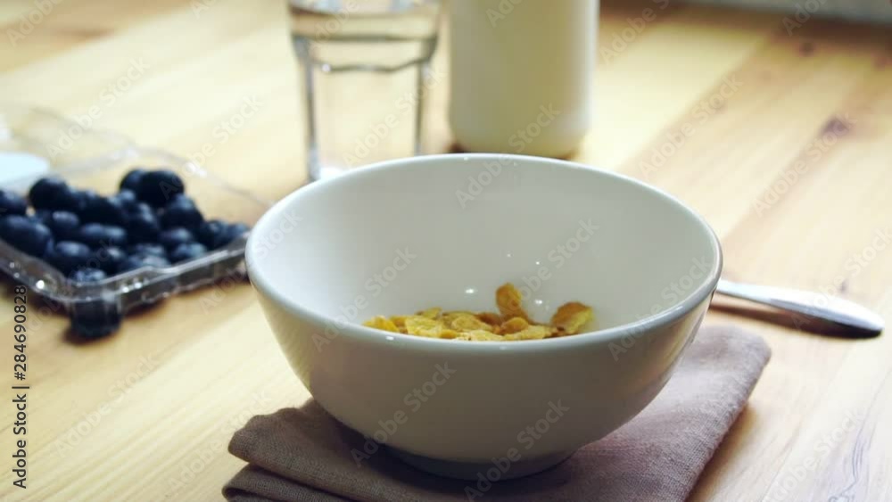 Healthy breakfast with corn flakes and milk Healthy breakfast with corn flakes and milk