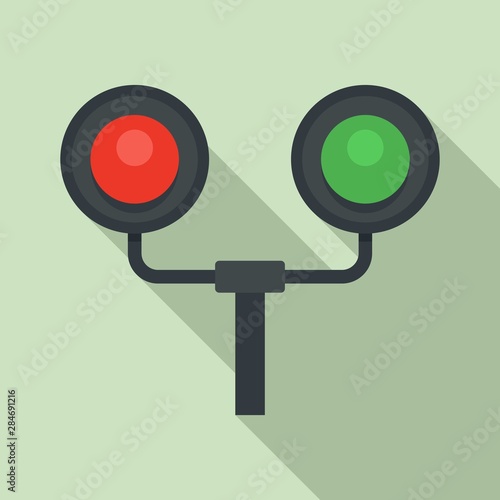 Railway traffic lights icon. Flat illustration of railway traffic lights vector icon for web design