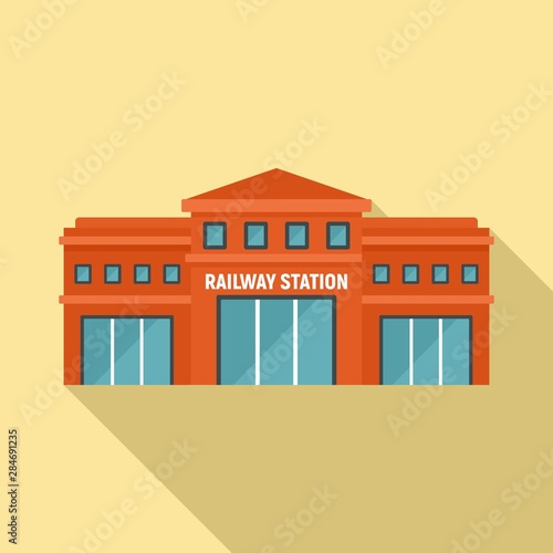 Railway station icon. Flat illustration of railway station vector icon for web design
