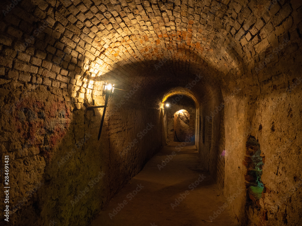 Abandoned ancient atmospheric spooky romantic frightening basement catacombs 